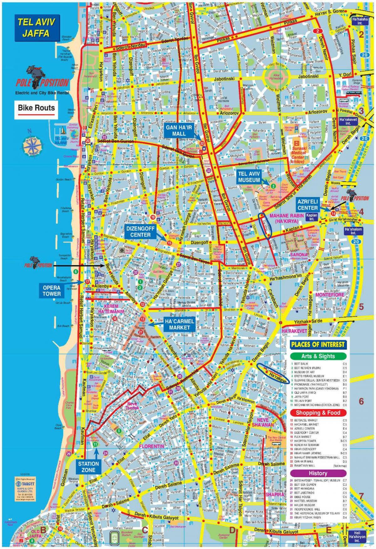 карта Тель-Авіва на велосипеді