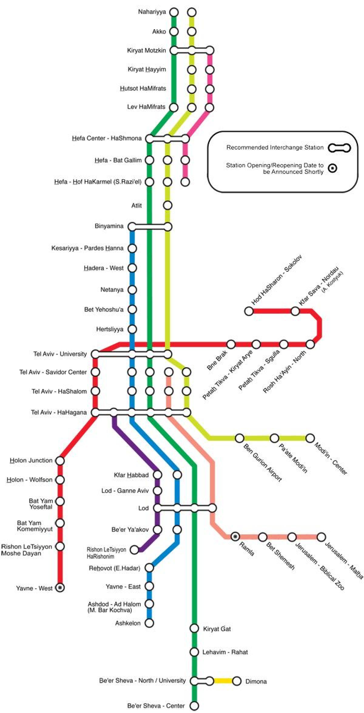 карта Тель-Авіва на поїзді 