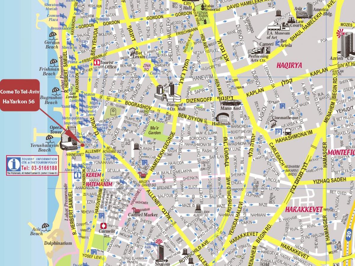 карта Тель-Авіва пішохідна екскурсія