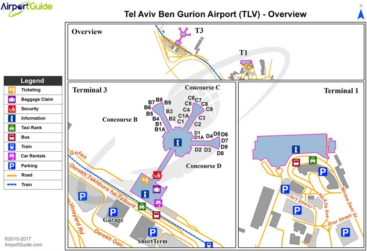 термінал аеропорту Бен-Гуріон 3 карті